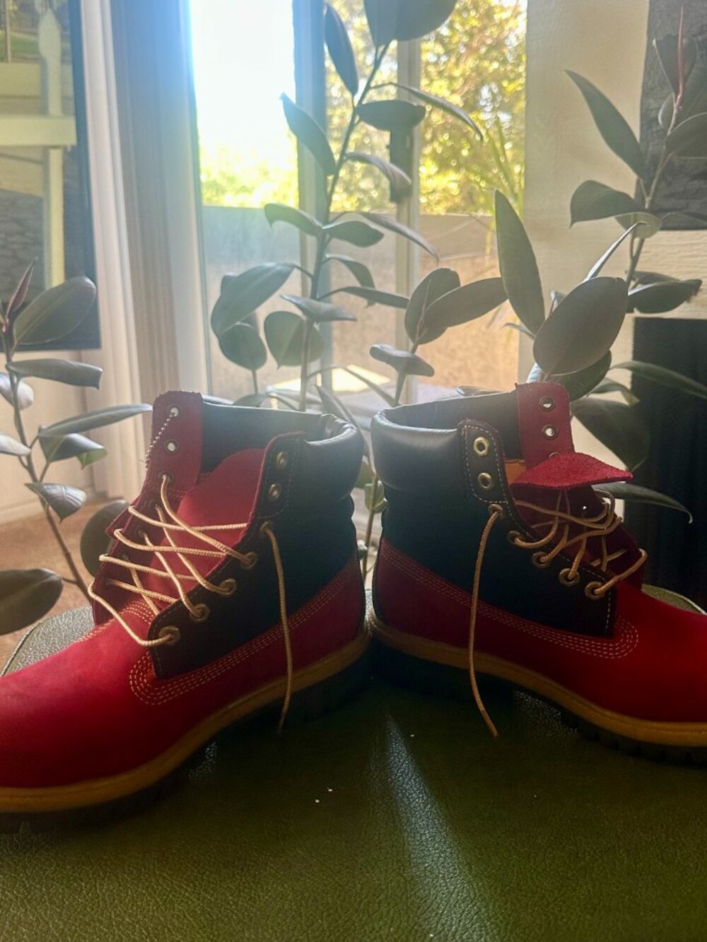 Custom Red & Black Timberland Boots Men’s Size 7 Hip Hop Streetwear - Picture 8 of 13